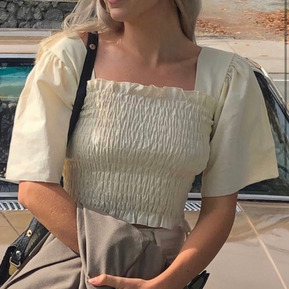 LISA SAYS GAH! Smoked Toni Top in Ecru